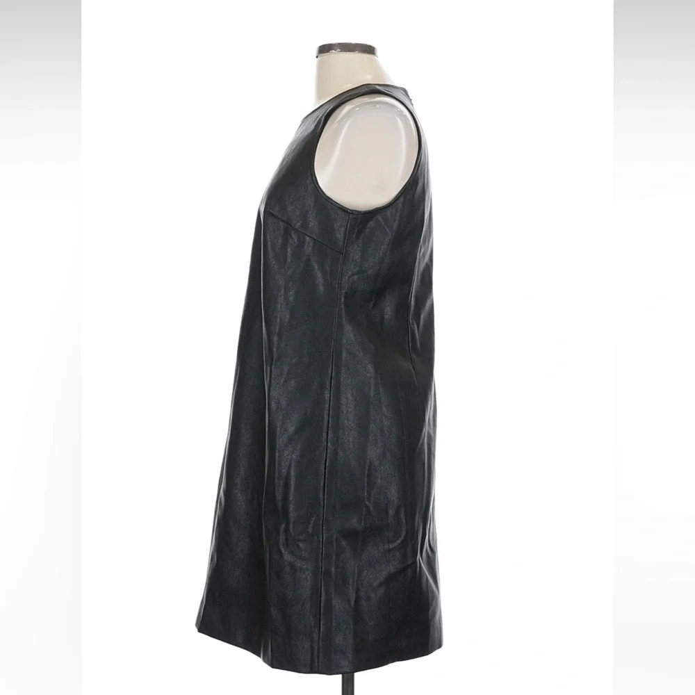 NWT! J. Crew Black Faux-Leather Sleeveless Shift Dress. Size 10.